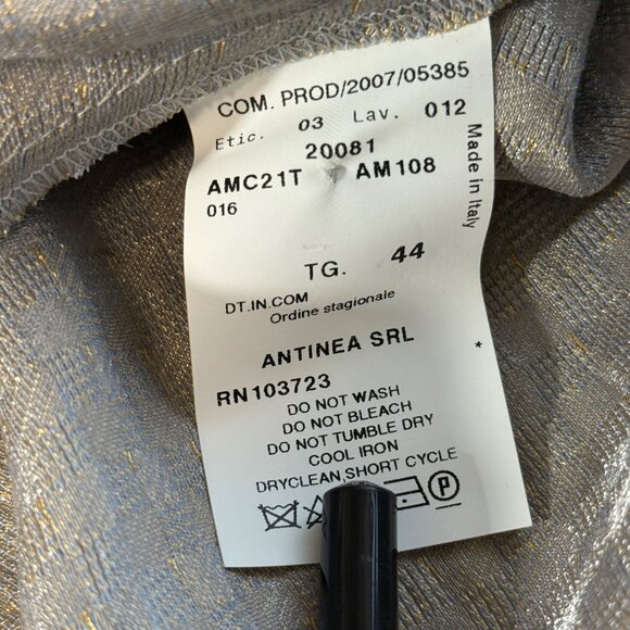 Armani Collezioni Womens Textured Gold Button-Up Blazer Size 8 3/4 Sleeves Italy - Picture 9 of 9